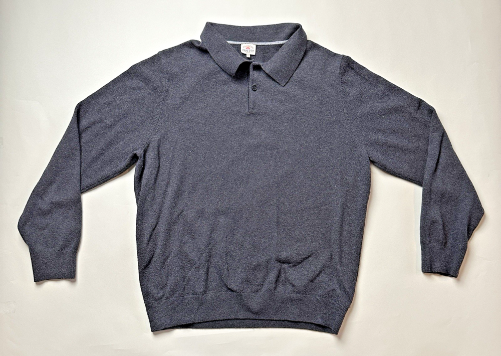 Faherty Mens Quarter Button Sweater Collared Gray Pullover Size XL Preppy